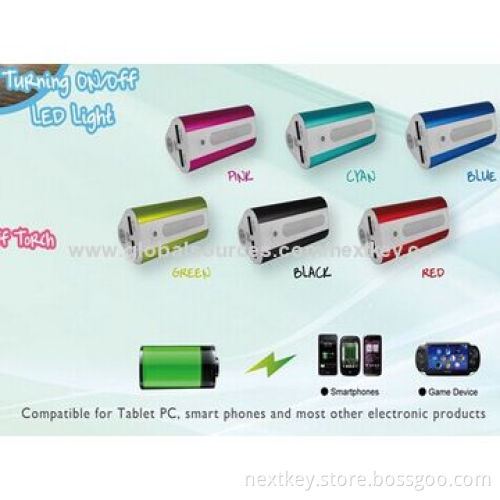 Power bank, 6,000mAh for iPhone, Samsung Galaxy, HTC with LED lights and dual USB, made of ABS mater
